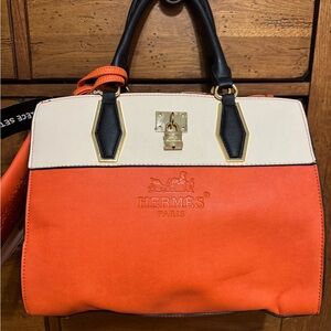 Orange and Cream Women's Bag